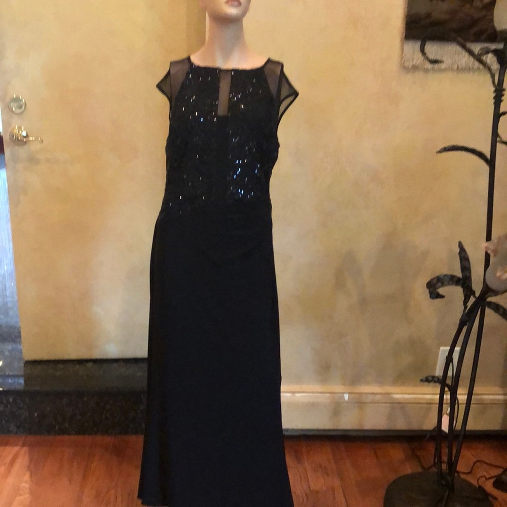 Ralph Lauren Black Sequin Embellished Maxi Gown